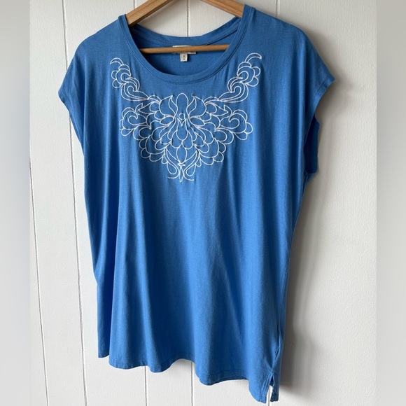 Laura Blue Embroidered Top | Size Medium - Picture 3 of 6